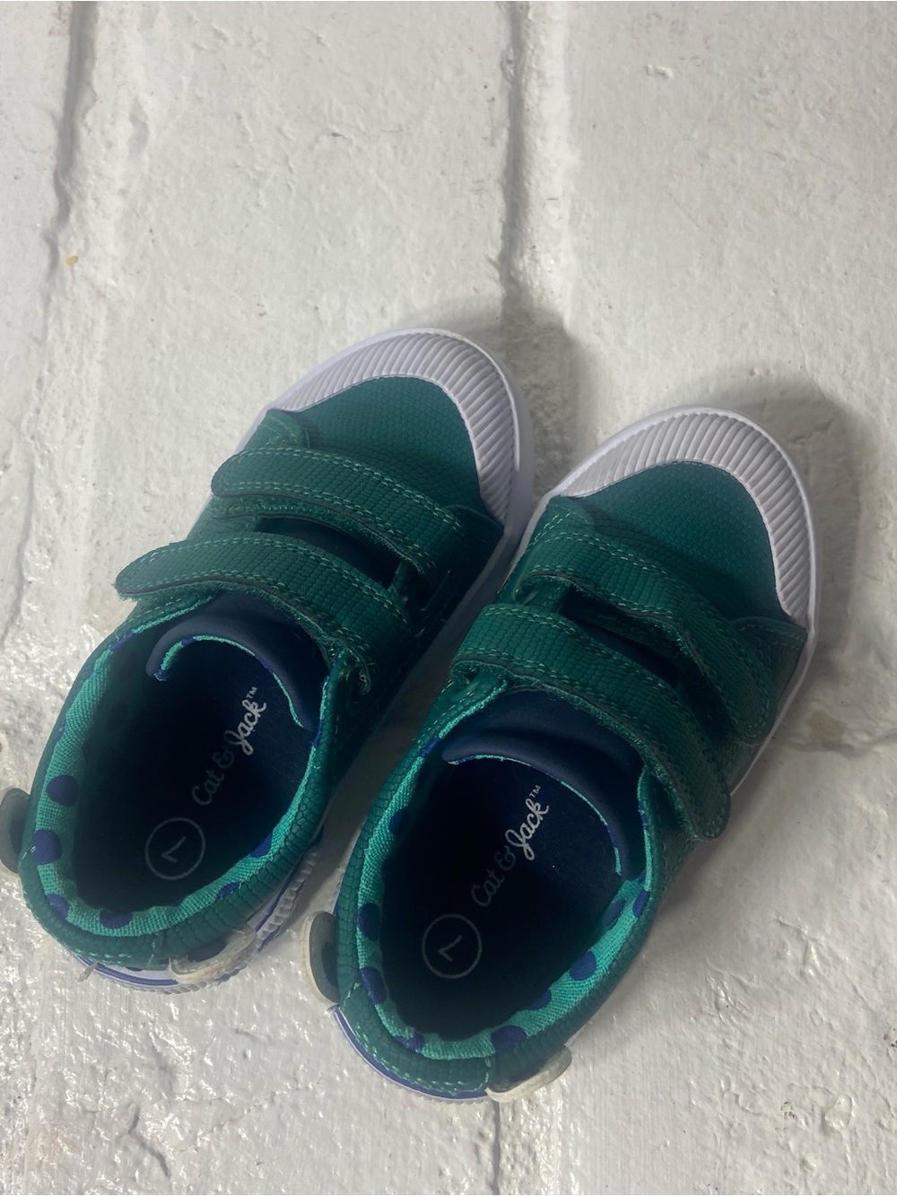 Cat & Jack Teal Green Velcro Toddler Sneakers with White Toe